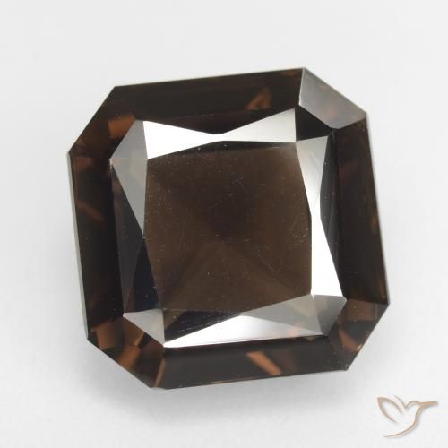 12.94ct Natural Dark Brown Smoky Quartz, Emerald Cut, VVS