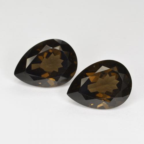 Medium Brown Smoky Quartz Gem - 6.4ct Pear Facet (ID: 572143)