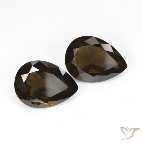 11.77 ctw Brown Smoky Quartz Stones, Natural Smoky Quartz in Pear Facet Shape for Sale