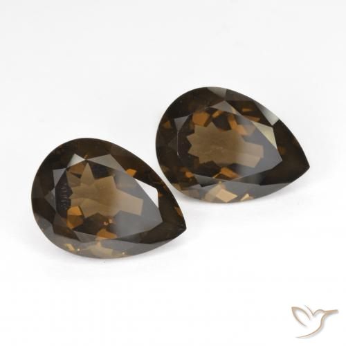 12.81 ctw Brown Smoky Quartz Stones, Natural Smoky Quartz in Pear Facet Shape for Sale