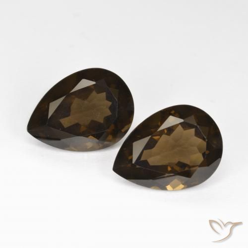 12.61 ctw Brown Smoky Quartz Gemstones, Smoky Quartz Gems in Pear Facet Shape for Sale.
