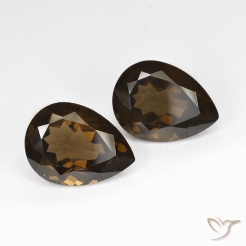 12.61 ctw Brown Smoky Quartz Stones, Natural Smoky Quartz in Pear Facet Shape for Sale