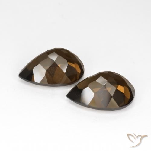 Smoky Quartz Gemstones in 14.9 x 11 mm Size for Sale, Smoky Quartz Stones in Chocolate Brown Color