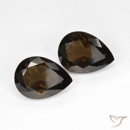 12.81 ctw Brown Smoky Quartz Stones, Natural Smoky Quartz in Pear Facet Shape for Sale