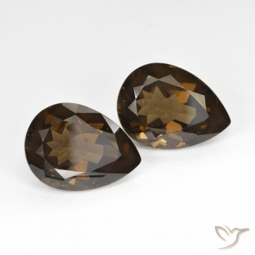 12.75 ctw Brown Smoky Quartz Stones, Natural Smoky Quartz in Pear Facet Shape for Sale
