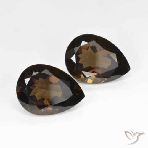 12.67 ctw Brown Smoky Quartz Stones, Natural Smoky Quartz in Pear Facet Shape for Sale