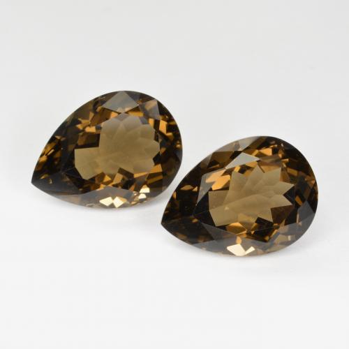13.45 ctw Brown Smoky Quartz Gemstones, Smoky Quartz Gems in Pear Facet Shape for Sale.