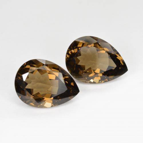 13.45 ctw Brown Smoky Quartz Stones, Natural Smoky Quartz in Pear Facet Shape for Sale
