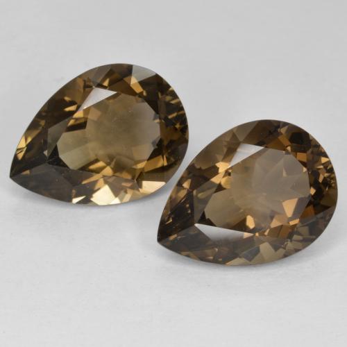 Marrón oscuro medio Cuarzo Ahumado Gema - 6.2ct Corte en forma de pera (ID: 572424)