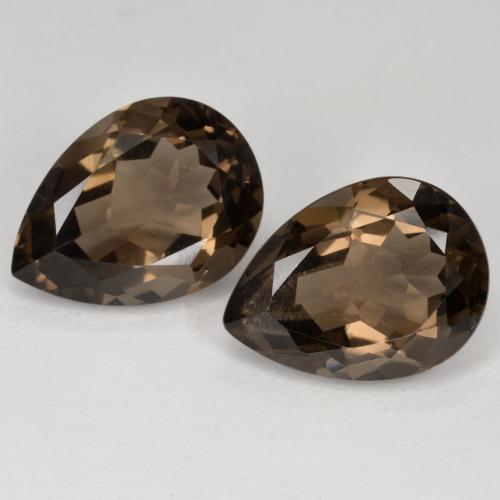 Medium-Dark Brown Smoky Quartz Gem - 6.5ct Pear Facet (ID: 572425)