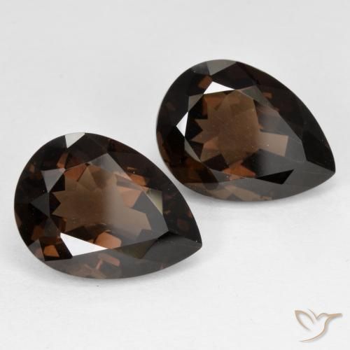 12.71 ctw Brown Smoky Quartz Stones, Natural Smoky Quartz in Pear Facet Shape for Sale