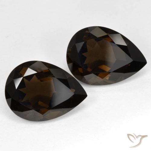 12.39 ctw Brown Smoky Quartz Stones, Natural Smoky Quartz in Pear Facet Shape for Sale