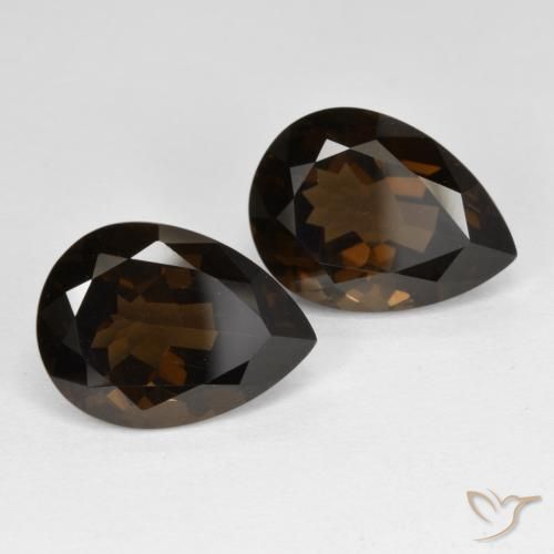 12.92 ctw Brown Smoky Quartz Stones, Natural Smoky Quartz in Pear Facet Shape for Sale
