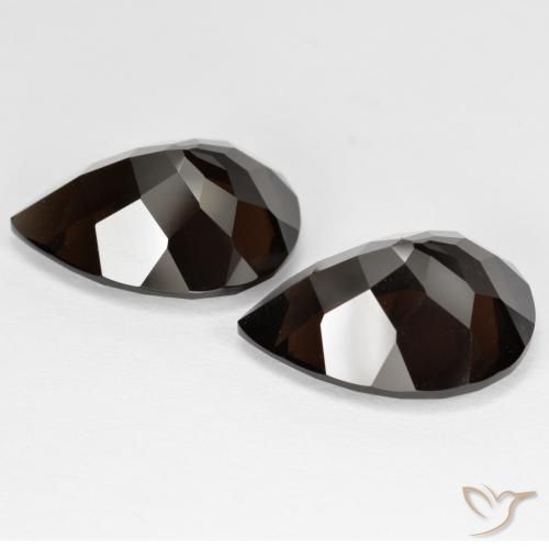 Smoky Quartz Gemstones in 15.1 x 11 mm Size for Sale, Smoky Quartz Stones in Deep Chocolate Brown Color