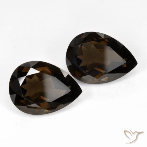 12.94 ctw Brown Smoky Quartz Stones, Natural Smoky Quartz in Pear Facet Shape for Sale