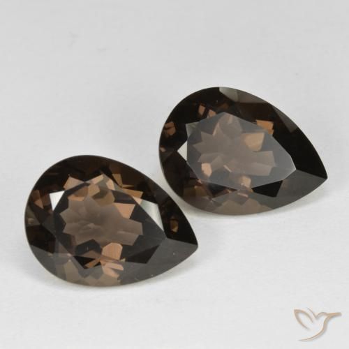12.32 ctw Brown Smoky Quartz Stones, Natural Smoky Quartz in Pear Facet Shape for Sale