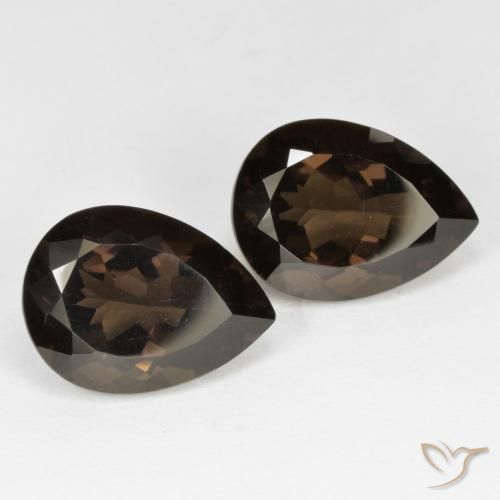 13.07 ctw Brown Smoky Quartz Stones, Natural Smoky Quartz in Pear Facet Shape for Sale