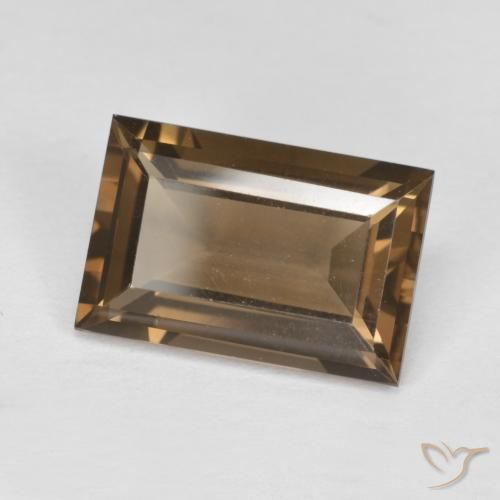 3.49 ct Brown Smoky Quartz Stone, Natural Smoky Quartz in Baguette Step Cut Shape for Sale