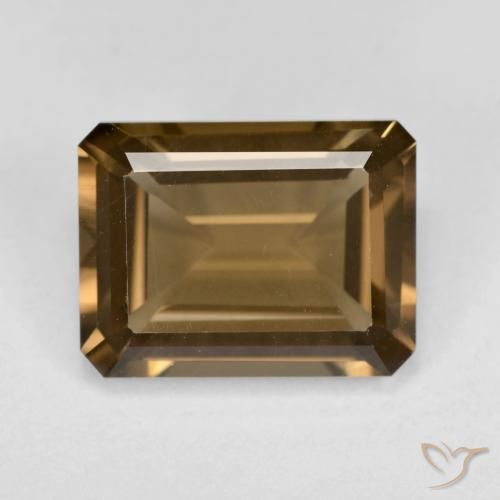 6.11ct Natural Medium-Dark Brown Smoky Quartz, Emerald Cut, VVS-VS