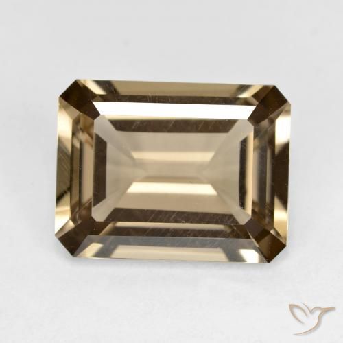 5.56ct Natural Medium-Light Brown Smoky Quartz, Emerald Cut, VVS-VS