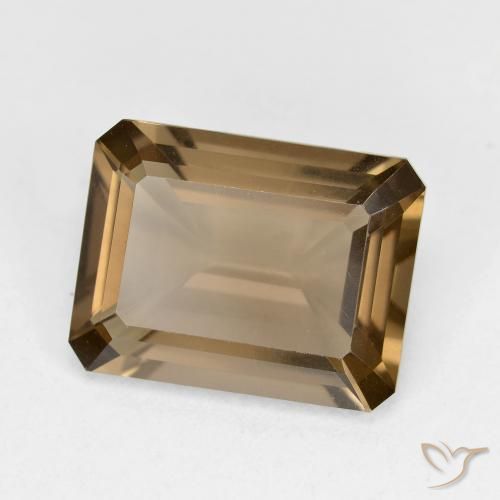 5.24 ct Brown Smoky Quartz Stone, Natural Smoky Quartz in Octagon Step Cut Shape for Sale
