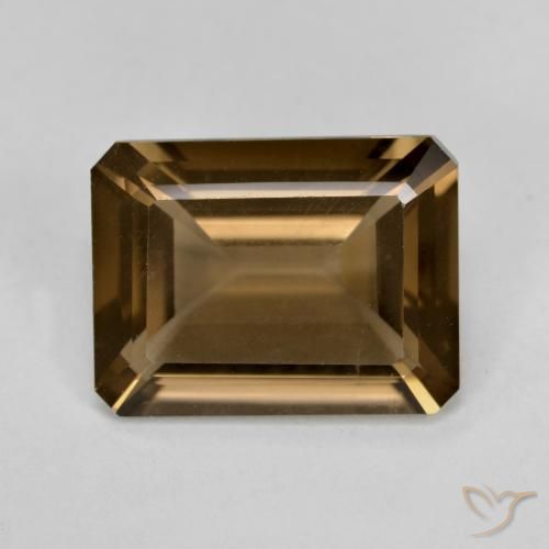 5.22ct Natural Medium-Dark Brown Smoky Quartz, Emerald Cut, VVS-VS