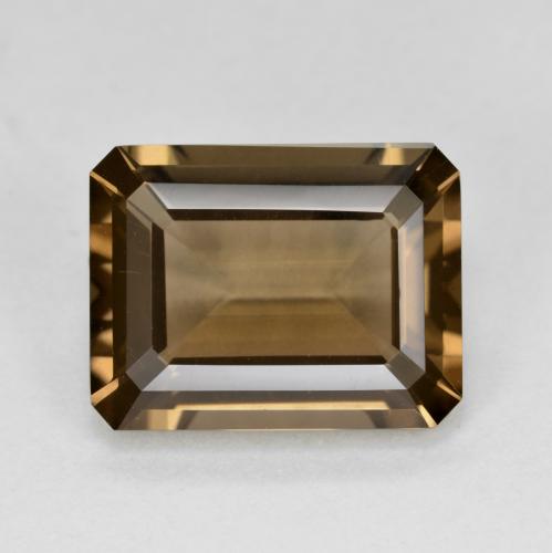 5.7ct Octagon Step Cut Brown Smoky Quartz from Brazil, Dimension 13 x 10mm, Natural untreated Gemstone, VVS-VS Clarity, 1 piece Smoky Quartz in Gingerbread Brown Color, Mohs Hardness of 7 suitable for daily wear jewelry, Photo A