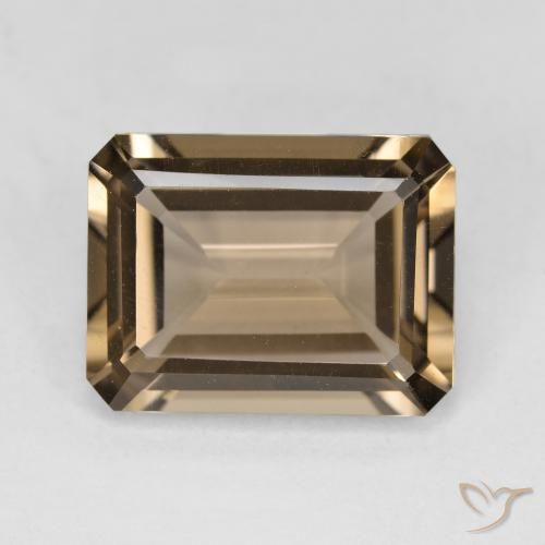 5.47ct Octagon Step Cut Brown Smoky Quartz from Brazil, Dimension 13.1 x 10mm, VVS-VS Clarity, Natural untreated gemstone, 1pc Smoky Quartz in Light Mocha Color, Mohs Hardness of 7 suitable for daily wear jewelry, Photo A