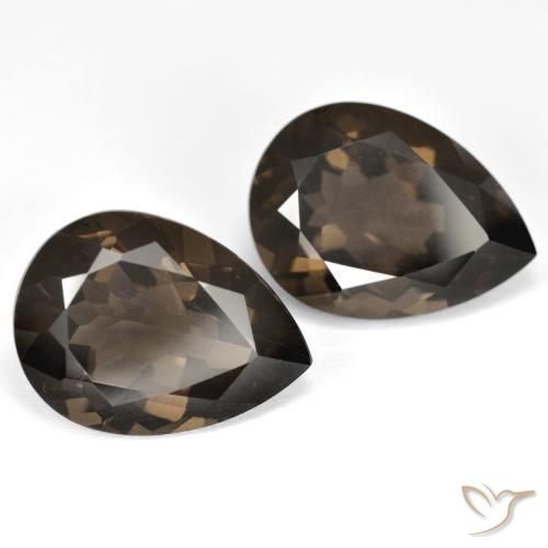 13.37 ctw Brown Smoky Quartz Stones, Natural Smoky Quartz in Pear Facet Shape for Sale