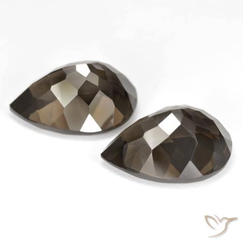 Smoky Quartz Gemstones in 15.1 x 11 mm Size for Sale, Smoky Quartz Stones in Medium-Dark Brown Color