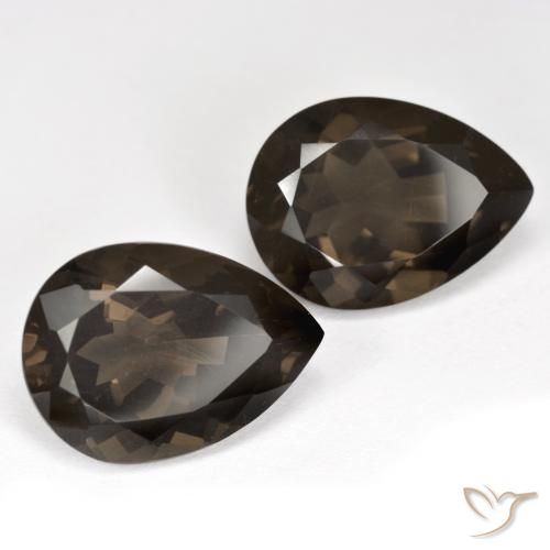 12.85 ctw Brown Smoky Quartz Stones, Natural Smoky Quartz in Pear Facet Shape for Sale