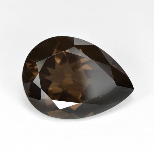 15.1 x 11mm Pear Brown Smoky Quartz from Brazil, Weight of 5.84ct, Natural untreated Gemstone in VVS-VS Clarity, 1pc Pear Facet Smoky Quartz - Color: Brown, Mohs Hardness of 7 suitable for daily wear jewelry, Photo A