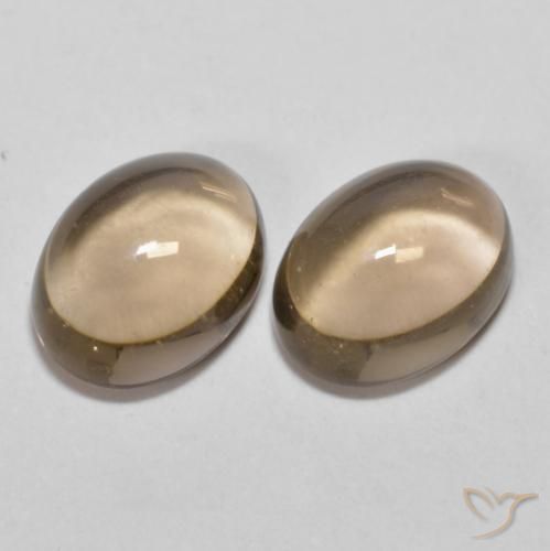 2pc Matching Oval Brown Smoky Quartzs in Size 8 x 6.1mm, Weight 2.8ct total / avg. 1.4ct each, Wood Brown in Transparent Clarity, Natural untreated Gemstone, Mohs Hardness 7 suitable for daily wear jewelry, Photo A