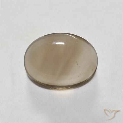 1.44ct Oval Cabochon Brown Smoky Quartz from Brazil, Dimension 8.1 x 6.1mm, Transparent Clarity, Natural untreated gemstone, 1pc Smoky Quartz in Medium Greyish Brown Color, Mohs Hardness of 7 suitable for daily wear jewelry, Photo A