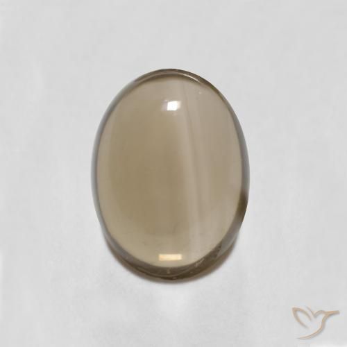 1.34ct Oval Cabochon Brown Smoky Quartz from Brazil, Dimension 8 x 6mm, Transparent Clarity, Natural untreated gemstone, 1pc Smoky Quartz in Warm Brown Color, Mohs Hardness of 7 suitable for daily wear jewelry, Photo A