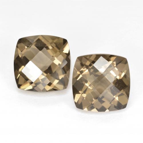 6.20 ctw Brown Smoky Quartz Gemstones, Smoky Quartz Gems in Cushion Checkerboard Shape for Sale.