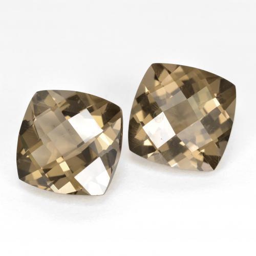 6.20 ctw Brown Smoky Quartz Stones, Natural Smoky Quartz in Cushion Checkerboard Shape for Sale