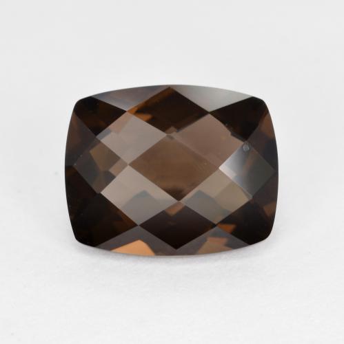 Marrone scuro Quarzo fumé Gem - 2.7ct Checkerboard a cuscino (ID: 593304)