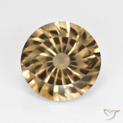 5.43ct Natural Medium-Light Brown Smoky Quartz, Round, VVS