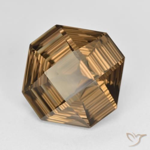 6.04 ct Brown Smoky Quartz Stone, Natural Smoky Quartz in Octagon Concave Cut Shape for Sale
