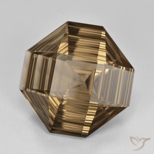 13.25 ct Brown Smoky Quartz Stone, Natural Smoky Quartz in Octagon Concave Cut Shape for Sale