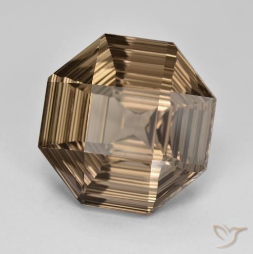 12.91 ct Brown Smoky Quartz Stone, Natural Smoky Quartz in Octagon Concave Cut Shape for Sale