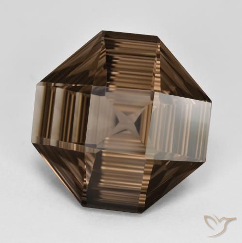13.08 ct Brown Smoky Quartz Stone, Natural Smoky Quartz in Octagon Concave Cut Shape for Sale