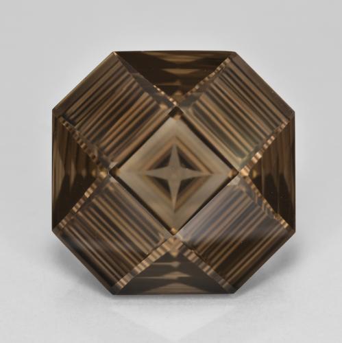 hellbraun Rauchquarz Edelstein - 13.4ct Oktagon Konkavschliff (ID: 599327)