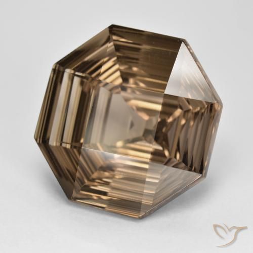 14.22 ct Brown Smoky Quartz Stone, Natural Smoky Quartz in Octagon Concave Cut Shape for Sale