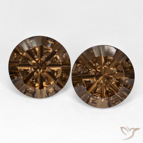 10.94 ct Round Concave Cut Smoky Quartz, 12.1 mm From Brazil, Photo A