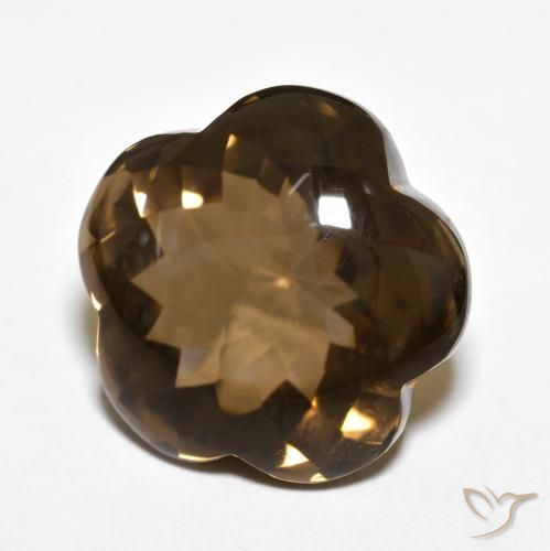 13.07 ct Brown Smoky Quartz Stone, Natural Smoky Quartz in Flower-Cut Shape for Sale