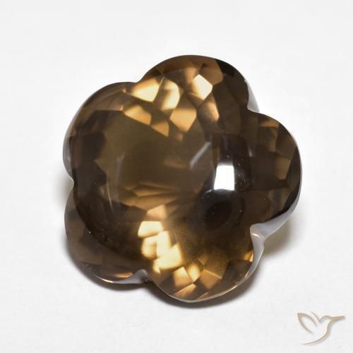 11.15 ct Brown Smoky Quartz Stone, Natural Smoky Quartz in Flower-Cut Shape for Sale
