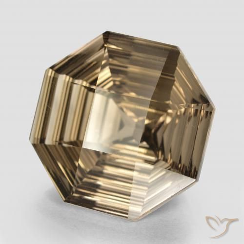 13.59 ct Brown Smoky Quartz Stone, Natural Smoky Quartz in Octagon Concave Cut Shape for Sale