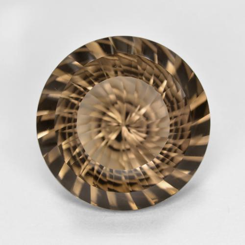 16mm Round Concave Cut Brown Smoky Quartz from Brazil, Weight of 11.25ct, Natural untreated gemstone in VVS-VS Clarity, 1pc Smoky Quartz - the Color is Light Mocha, Mohs Hardness of 7 suitable for daily wear jewelry, Photo A
